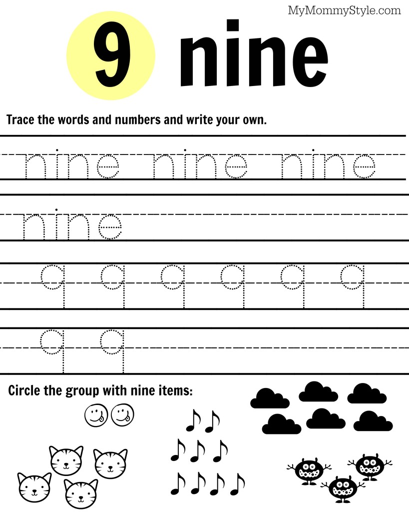 Free Printable Number Worksheets 1-9 - My Mommy Style