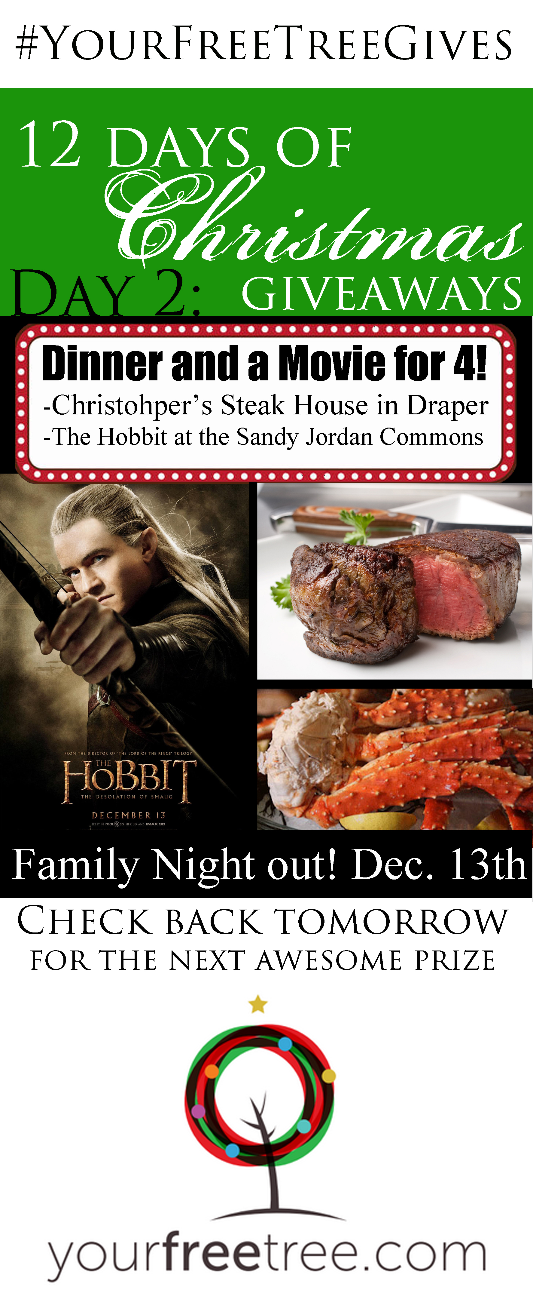 Giveaway for Dinner and tickets to the Hobbit! Enter to win!