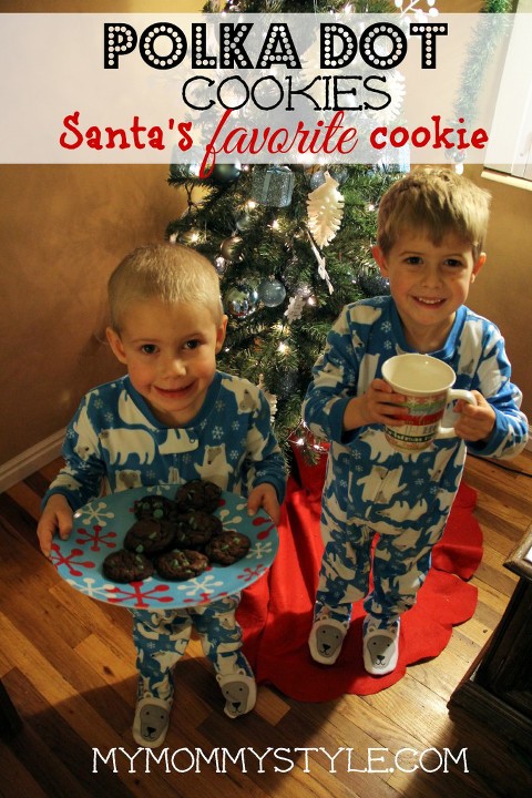 polka dot cookies, chocolate cookies with mint chips, santa's favorite cookie
