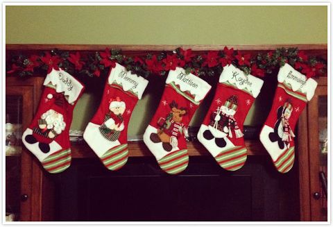 stockings on an entertainment center