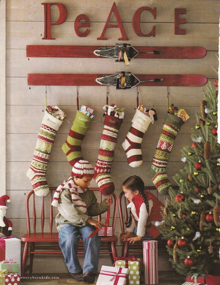 Stockings hung on wooden skis