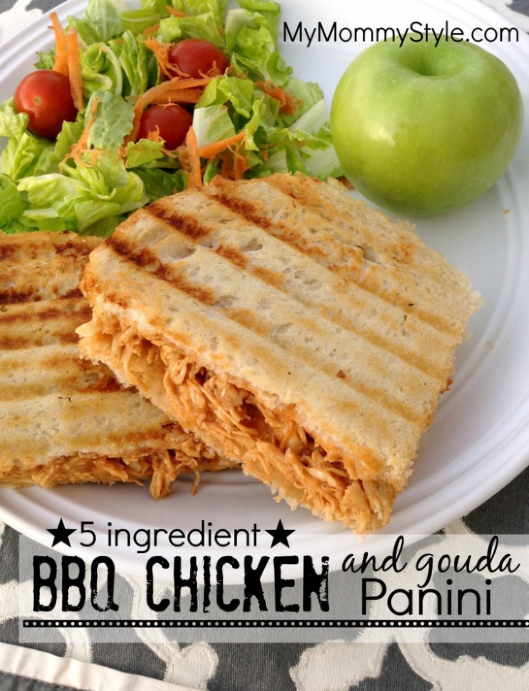 5 ingredient bbq chicken and gouda panini