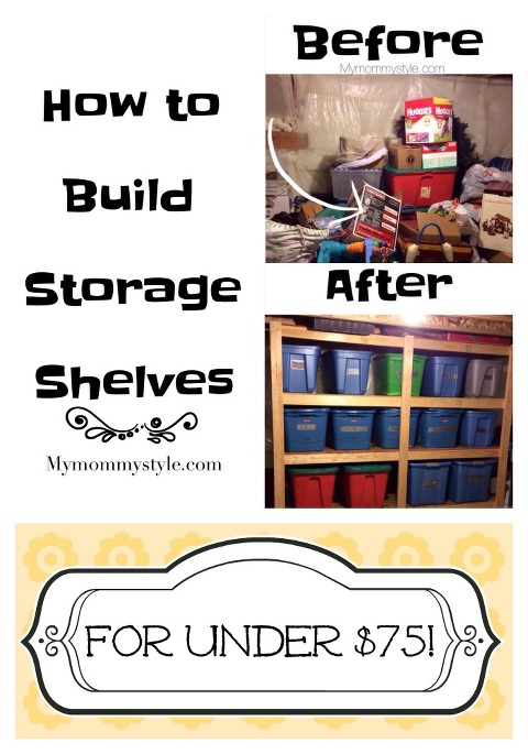 How to build storage shelves, DIY, Home Depot, How to, Step by Step guide, mymommystyle.com, organizing, spring cleaning