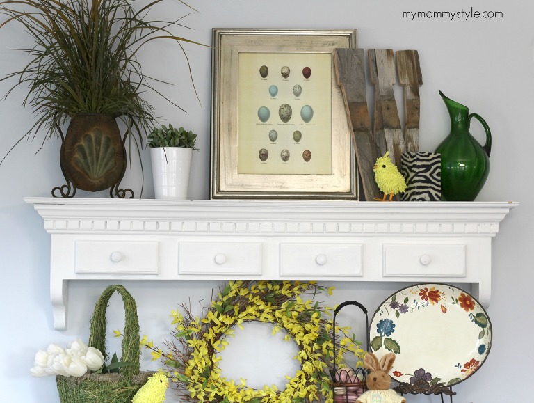 easter decor, interior design, spring decor, eggs, bunny, mymommystyle.com