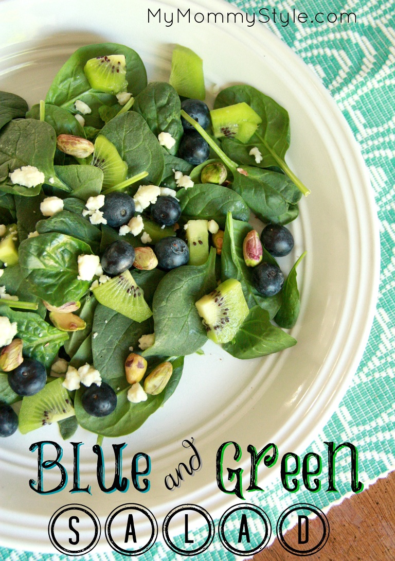 blue and green salad with raspberry vinaigrette