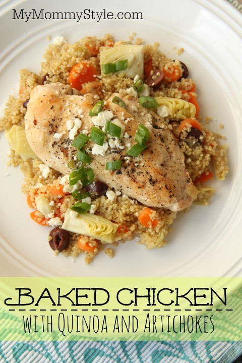 baked chicken with quinoa and artichokes