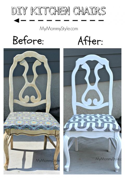 DIY kitchen chairs, before and after, mymommystyle.com