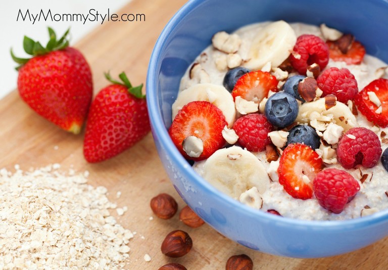 delicious oatmeal with fresh fruit