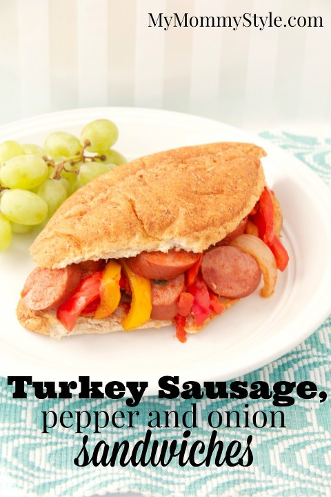 turkey sausage, pepper and onion sandwiches