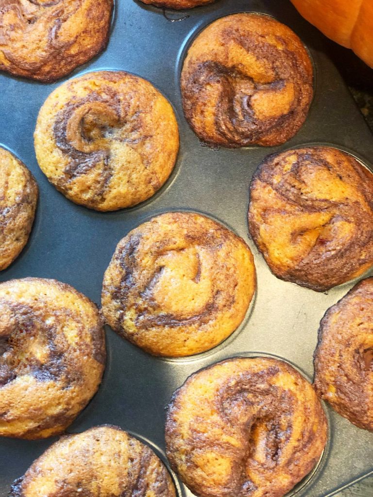 Nutella swirl in pumpkin muffins