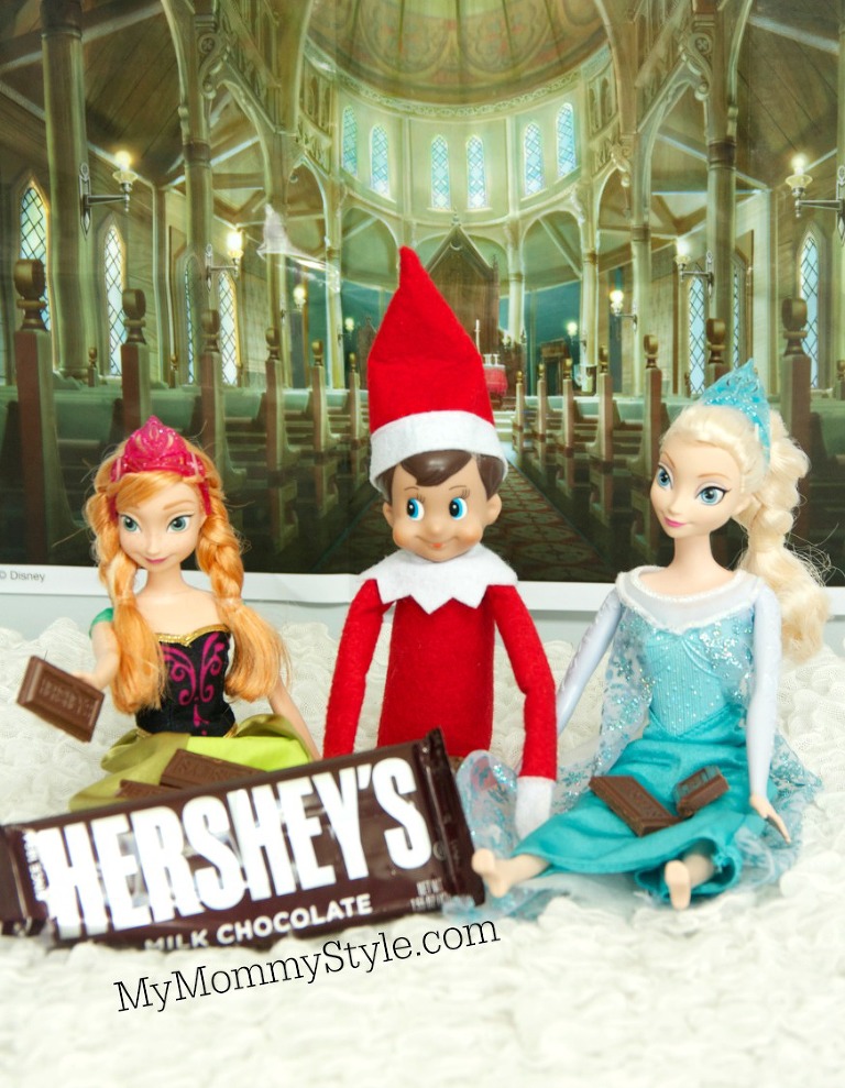 Elf on the Shelf eating chocolate, frozen, anna, elsa