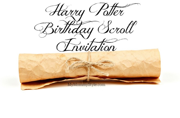 Harry Potter Birthday Party Scroll invitation, my mommy style, harry party, happy birthday, birthday party