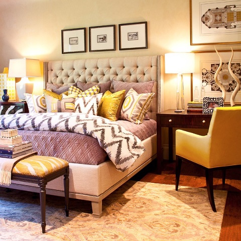 master bedroom cool yellow accents