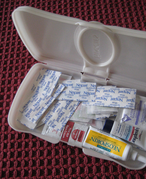 recycled wipe box to first aid kit