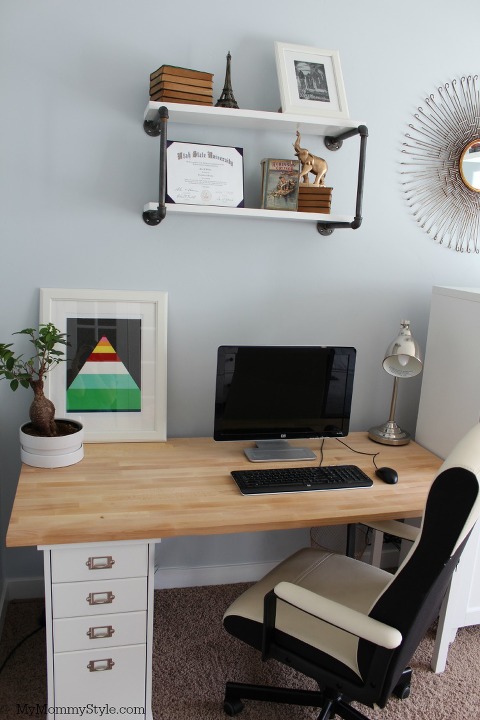 his desk, family office and guest room, IKEA, mymommystyle.com, Modifyink, family office, home office, modify ink