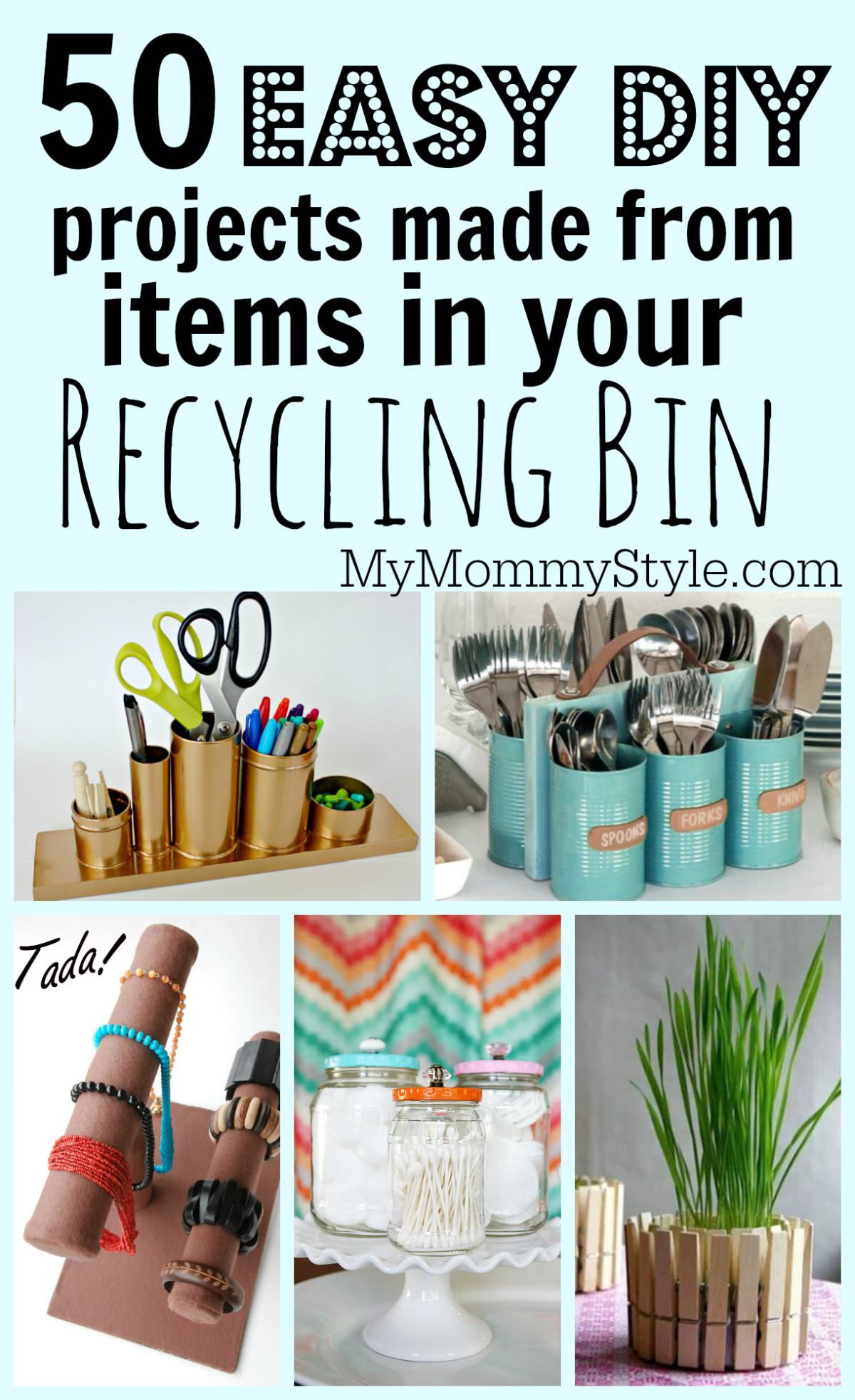 Unlock the creative potential of your recycling bin with our latest blog post! Discover 50 easy DIY projects that breathe new life into everyday items. From plastic bottles to newspaper, transform your waste into stunning decor and functional pieces. Embrace sustainability with these fun and eco-friendly crafts – your recycling bin has never been this exciting! via @mymommystyle