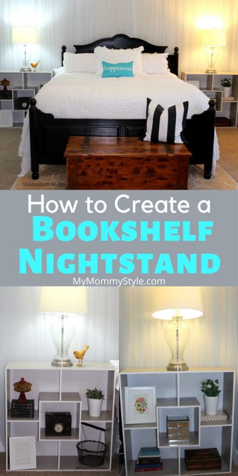 Bed with Bookshelf Nightstands