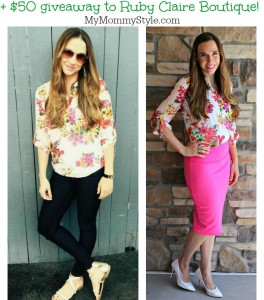 floral blouse, ruby claire boutique, giveaway, mymommystyle.com