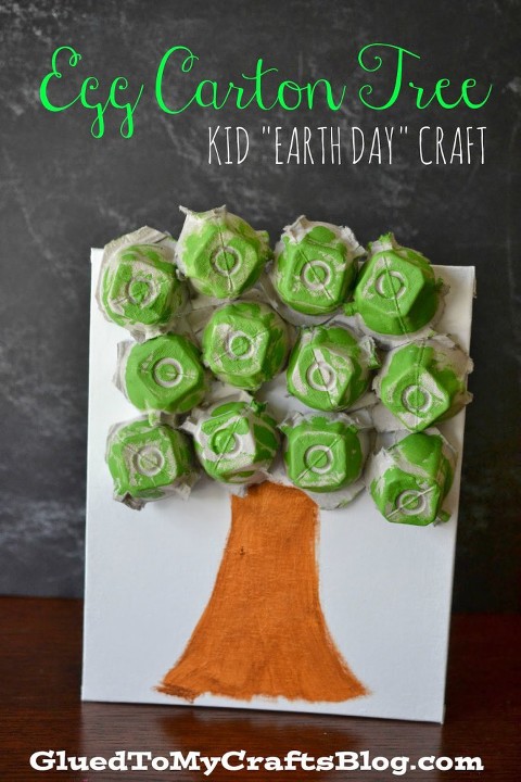 recycled art project egg carton tree