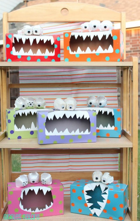 recycled art projects of tissue box monsters