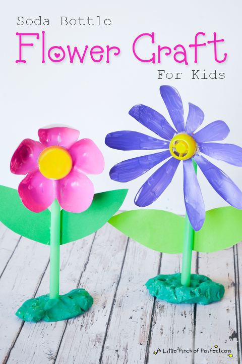 recycled art project of soda bottle flowers craft