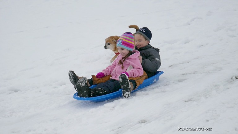 sledding fun, play with kids, lumix, action camera