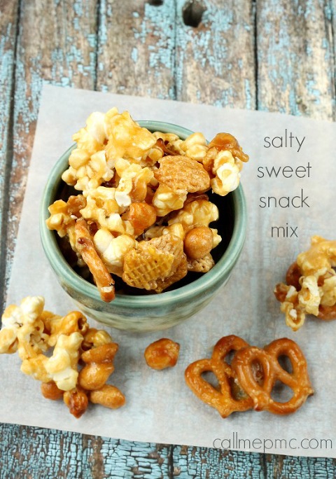 Bowl of Salty Sweet Popcorn Snack Mix