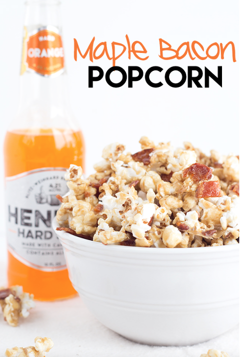 Bowl of maple bacon sweet and salty popcorn