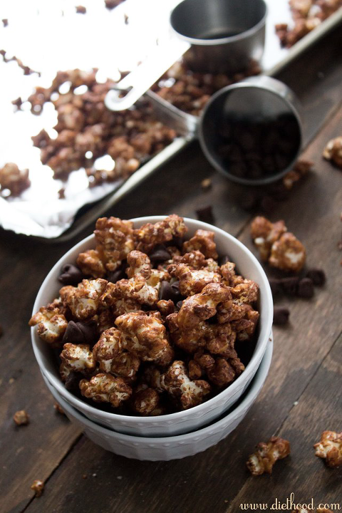Bowl of Salted Chocolate Caramel Sweet and salty popcorn