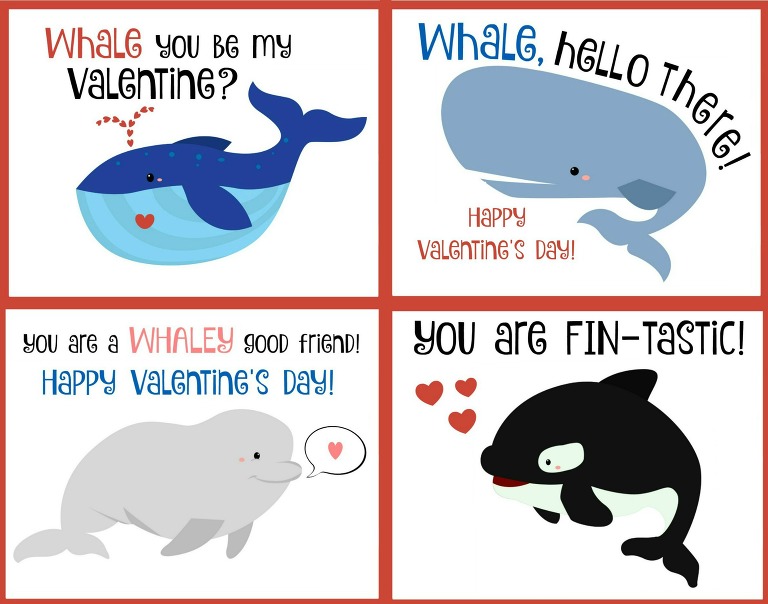 Whale Valentines printables