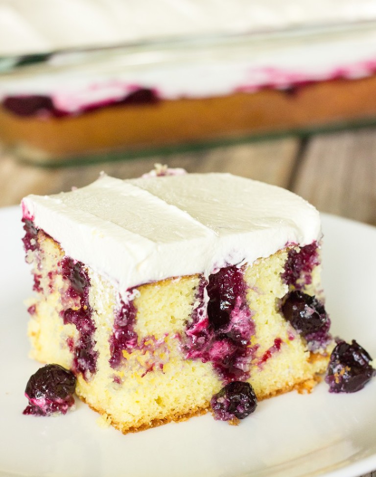 Blueberry lemon poke cake