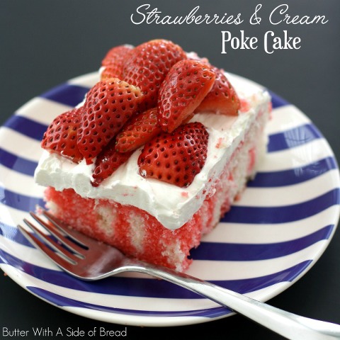 strawberries and cream poke cake