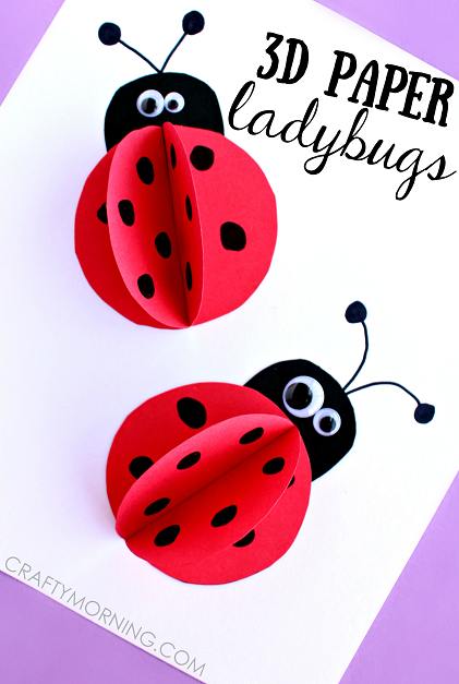 Ladybug craft of 3D paper ladybugs