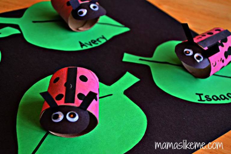 Toilet paper roll ladybugs