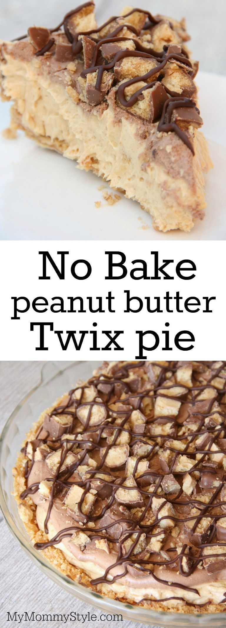no bake peanut butter twix pie