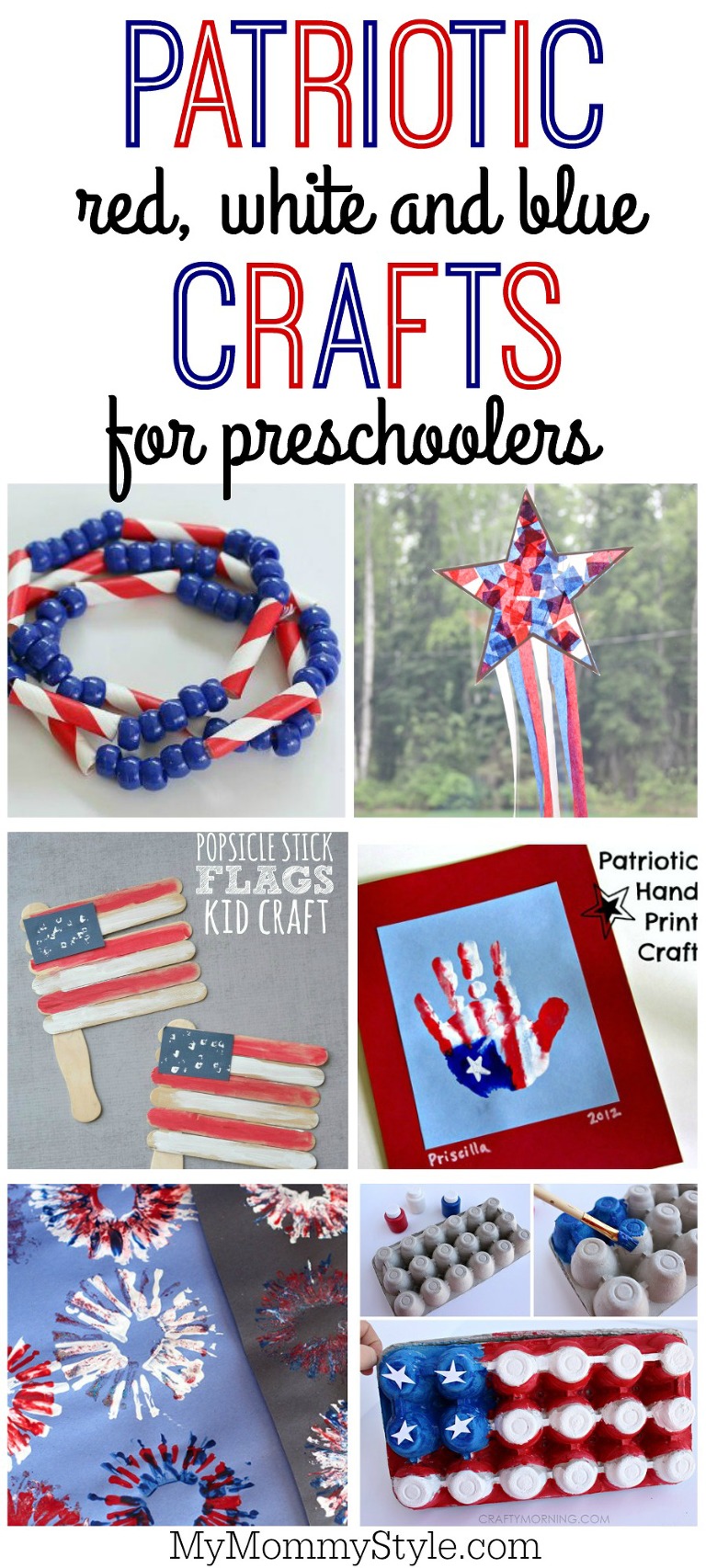 Patriotic red white and blue crafts for kids for 4th of july or Memorial day