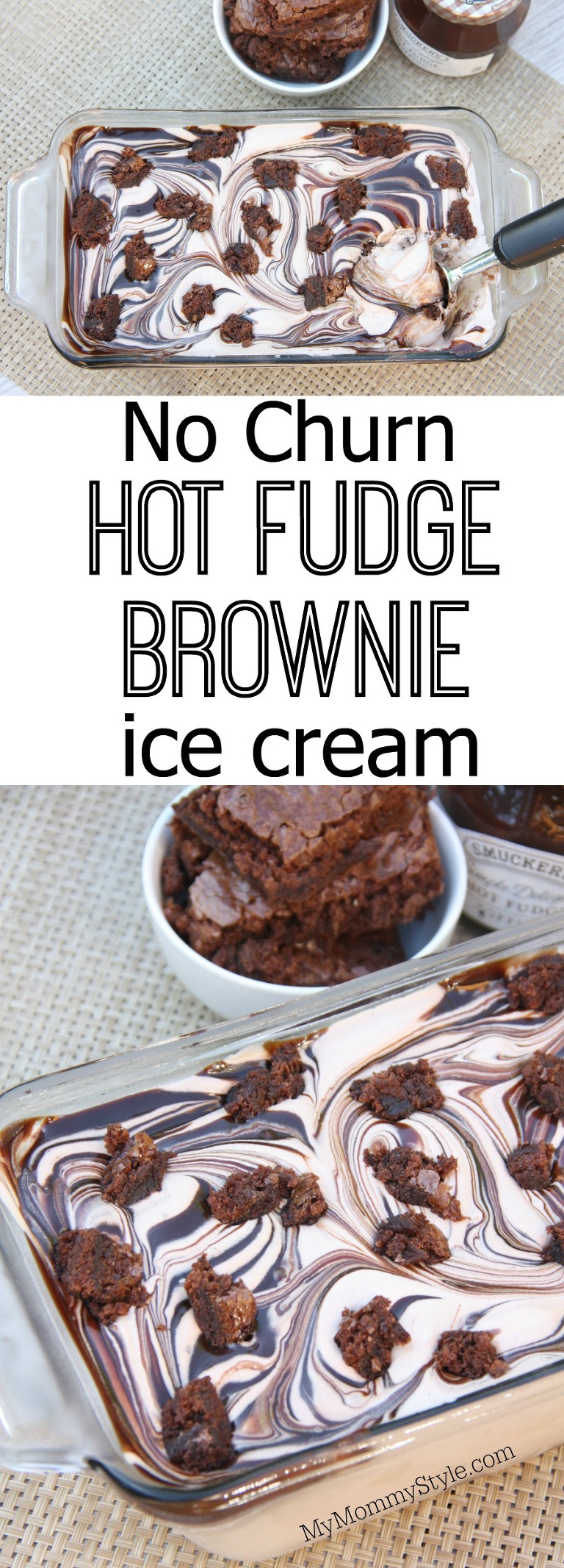 no churn hot fudge brownie ice cream