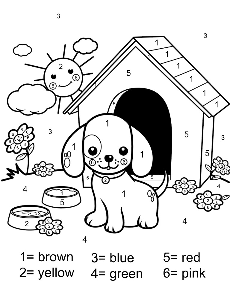 Free color by number coloring page printable. This is a great way for preschoolers to learn numbers and fun activity for kids on a rainy day.