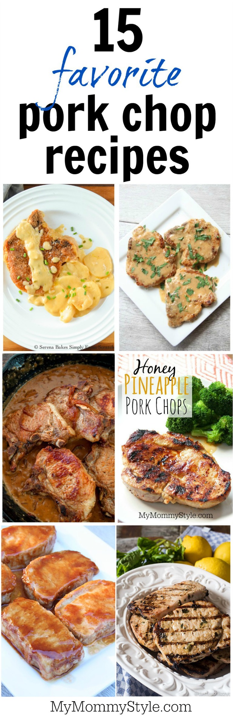 Delicious pork chop recipes that will be family favorite recipes. A little bit of everything, 30 minute pork recipes, grilled pork chops, smothered pork chops, and baked pork chops. 