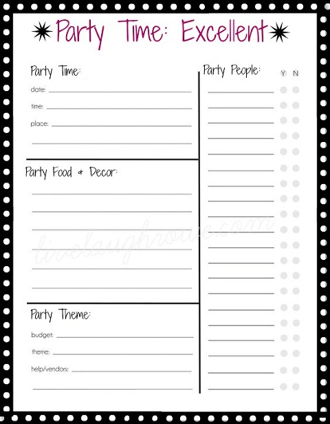 FREE Party Planning Printable Checklist from livelaughrowe.com