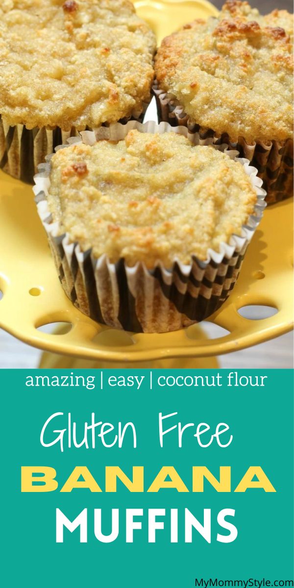 These Gluten Free Banana Muffins are a tropical delight. The coconut flour is such a fun way to take a gluten free spin on this traditional breakfast favorite. via @mymommystyle