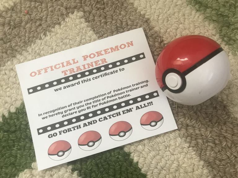 Official Pokemon Trainer certificate