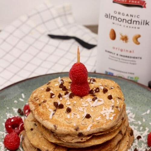 Dairy Free Whole Wheat Chocolate Raspberry Pancakes, dairy free, whole wheat pancakes