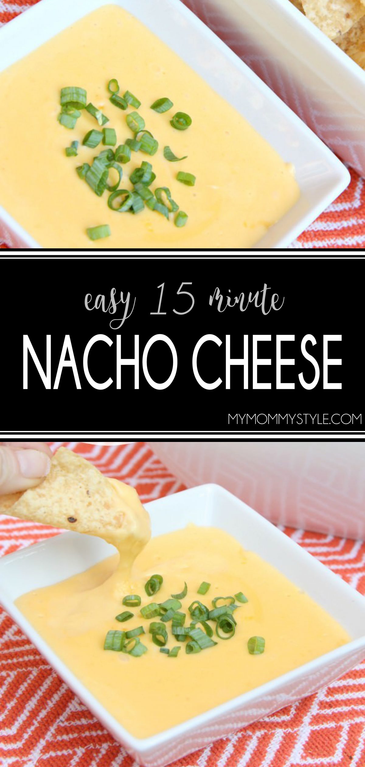 Homemade Nacho Cheese Sauce is fast and delicious made with real cheddar cheese. This creamy smooth dip is the perfect game day and party appetizer. via @mymommystyle