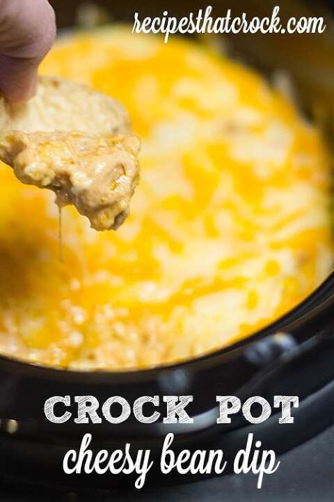 Cheesy bean dip in the crockpot