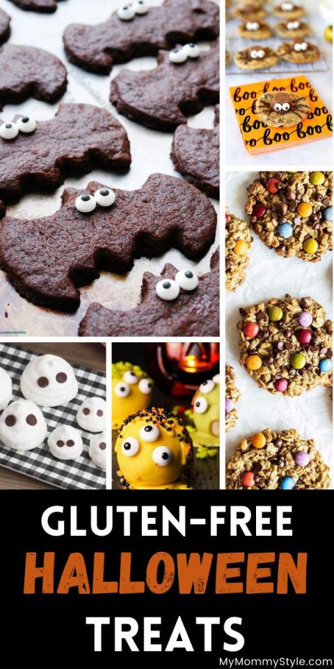 Collage of gluten free halloween treats