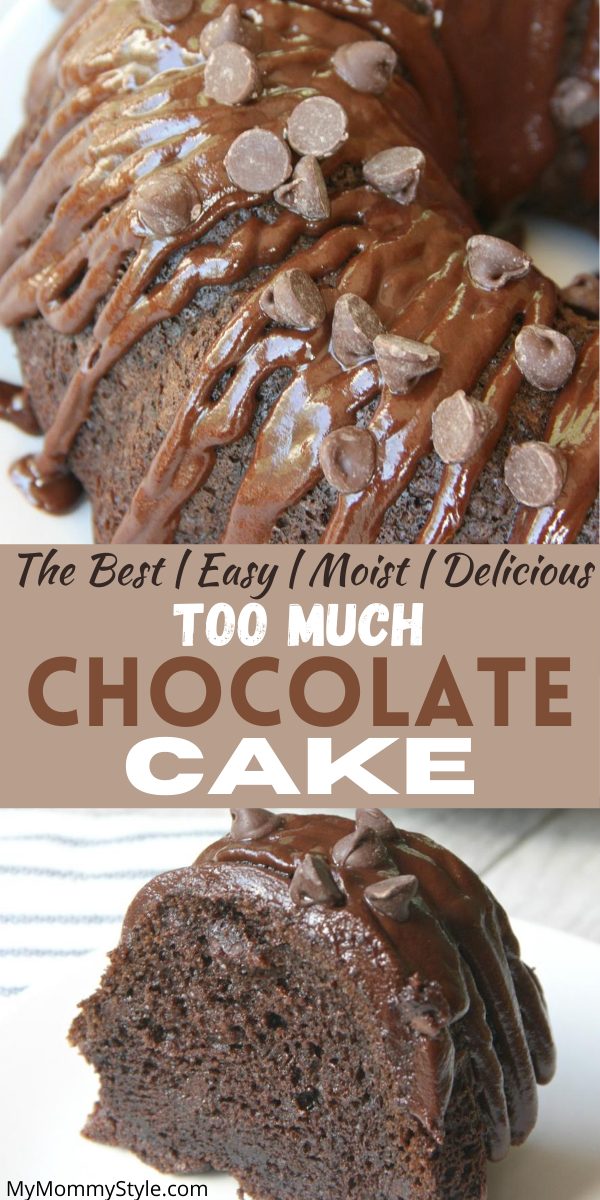 Simplicity at its finest, this too much chocolate cake is rich, moist and irresistible. Impress your friends and family with this decadent chocolate beauty. #thebesttoomuchchocolatecake #toomuchchocolatecake #chocolatecake #chocolate #yummydessert #dessert via @mymommystyle
