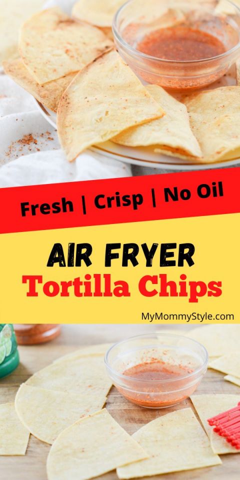 Air Fryer Tortilla chips with dipping sauce
