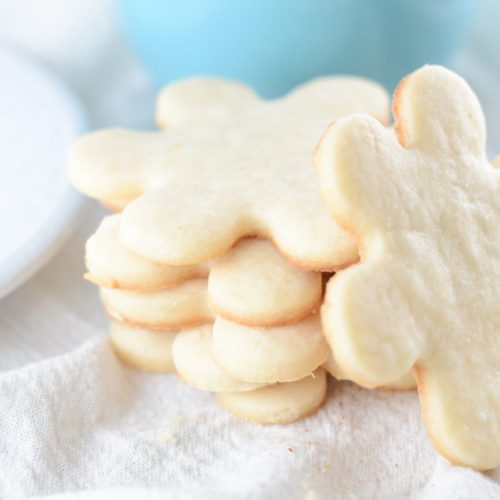 stack of 3 ingredient shortbread cookies
