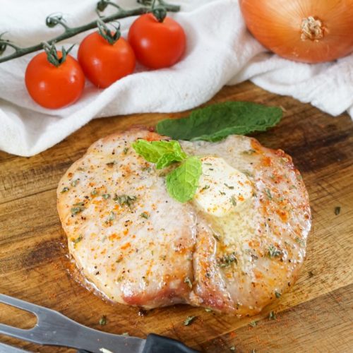 Air Fryer Boneless pork Chops with butter
